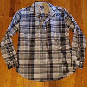 Van Heusen Black and Gray Plaid Casual Shirt